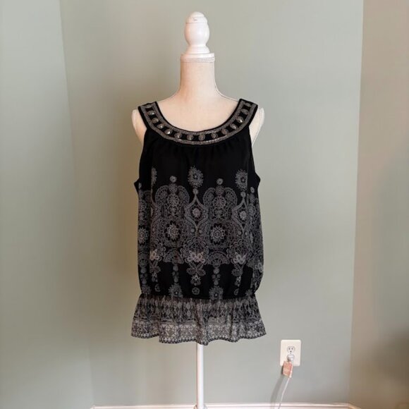 APT 9 Boho Style Sleeveless Blouse Tank with Beading Large - Picture 1 of 8